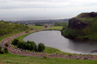 Looking down from Arthur's Seat the Edinburgh Marathon runners pass by June 2003